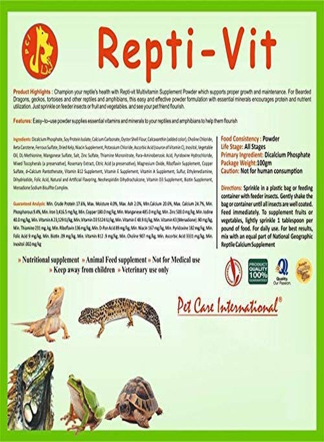 رعاية الحيوانات الأليفة الدولية مكمل غذائي من شركة بيت كير إنترناشونال (PCI) للسلاحف البرية والبحرية. (فيتامينات الزواحف 100 مل)، أخضر - Image 2